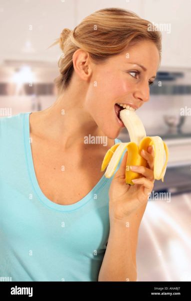 angry chick eating banana